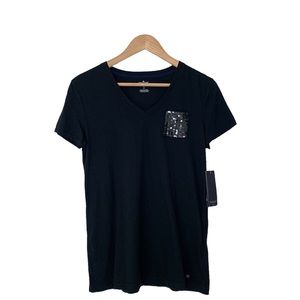 🖤Tommy Hilfiger Black Sequin Pocket Shirt size Small 🖤